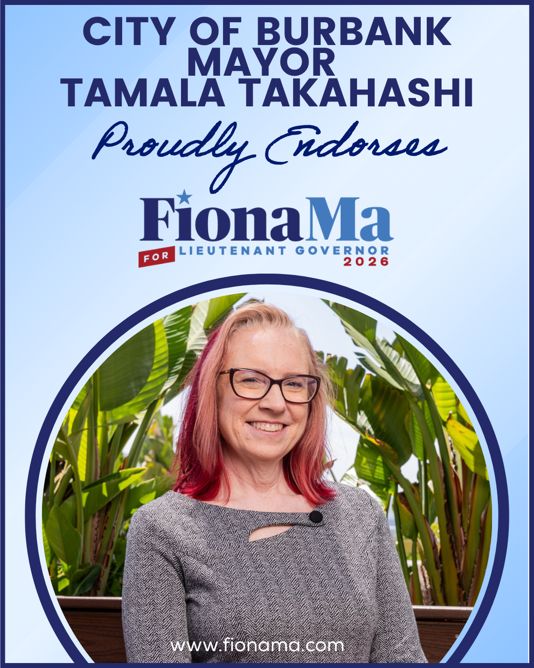 Burbank Mayor Tamala Takahashi endorses Fiona Ma for Lieutenant Governor