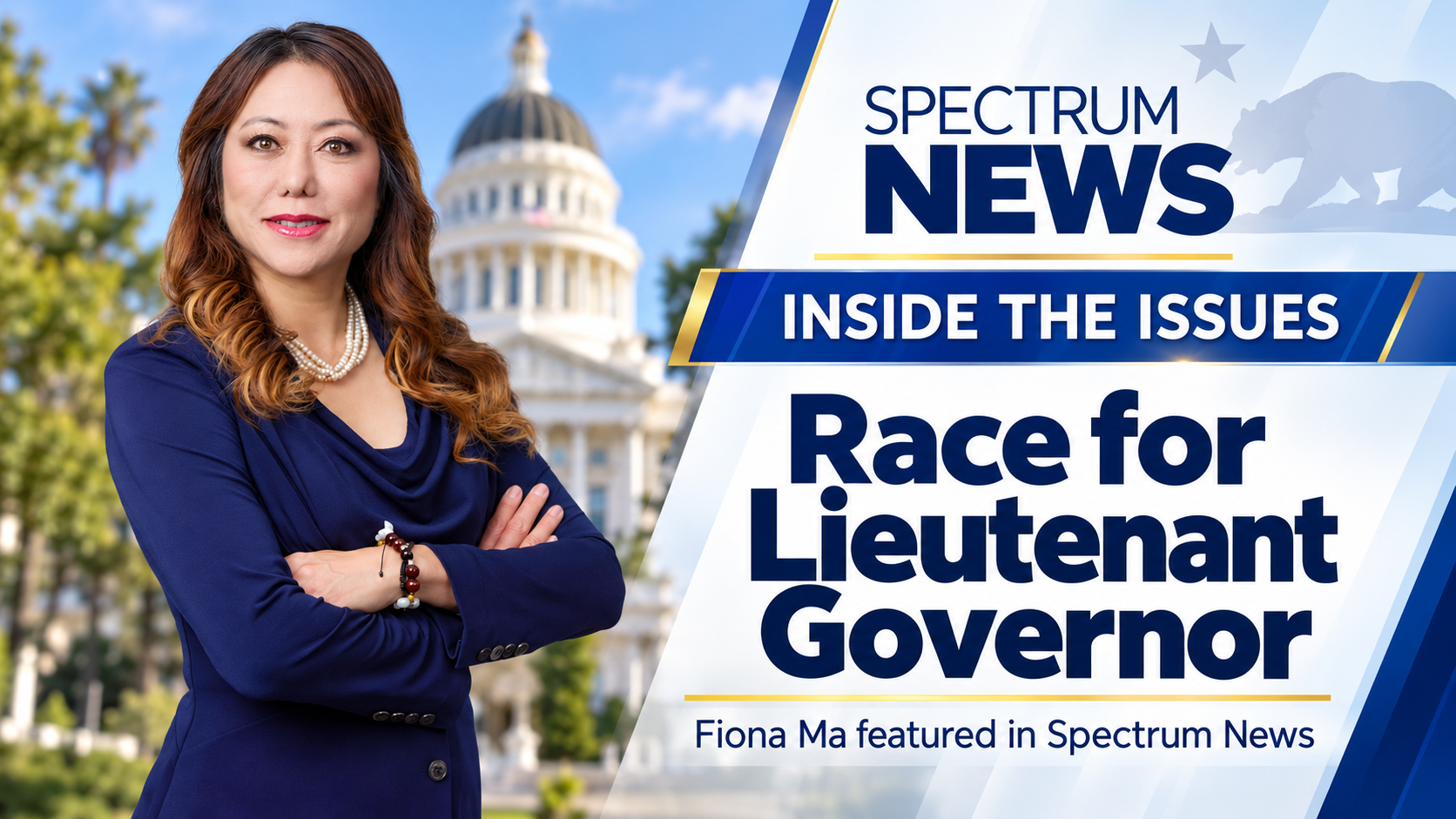 Fiona Ma featured on Spectrum News Inside the Issues in the race for Lieutenant Governor